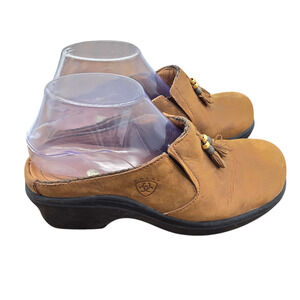 Ariat Womens 7.5B Western Leather Clog Shoes 93897 Slip On Medocina Mule Cowgirl